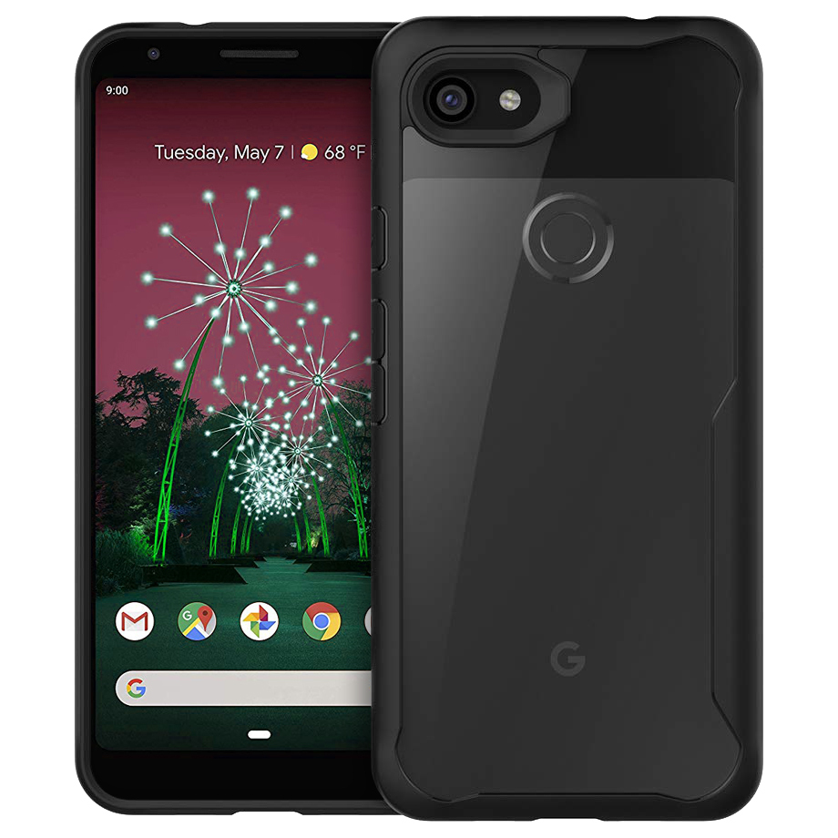 Hybrid Bumper Shockproof Case for Google Pixel 3a - Black (Clear)